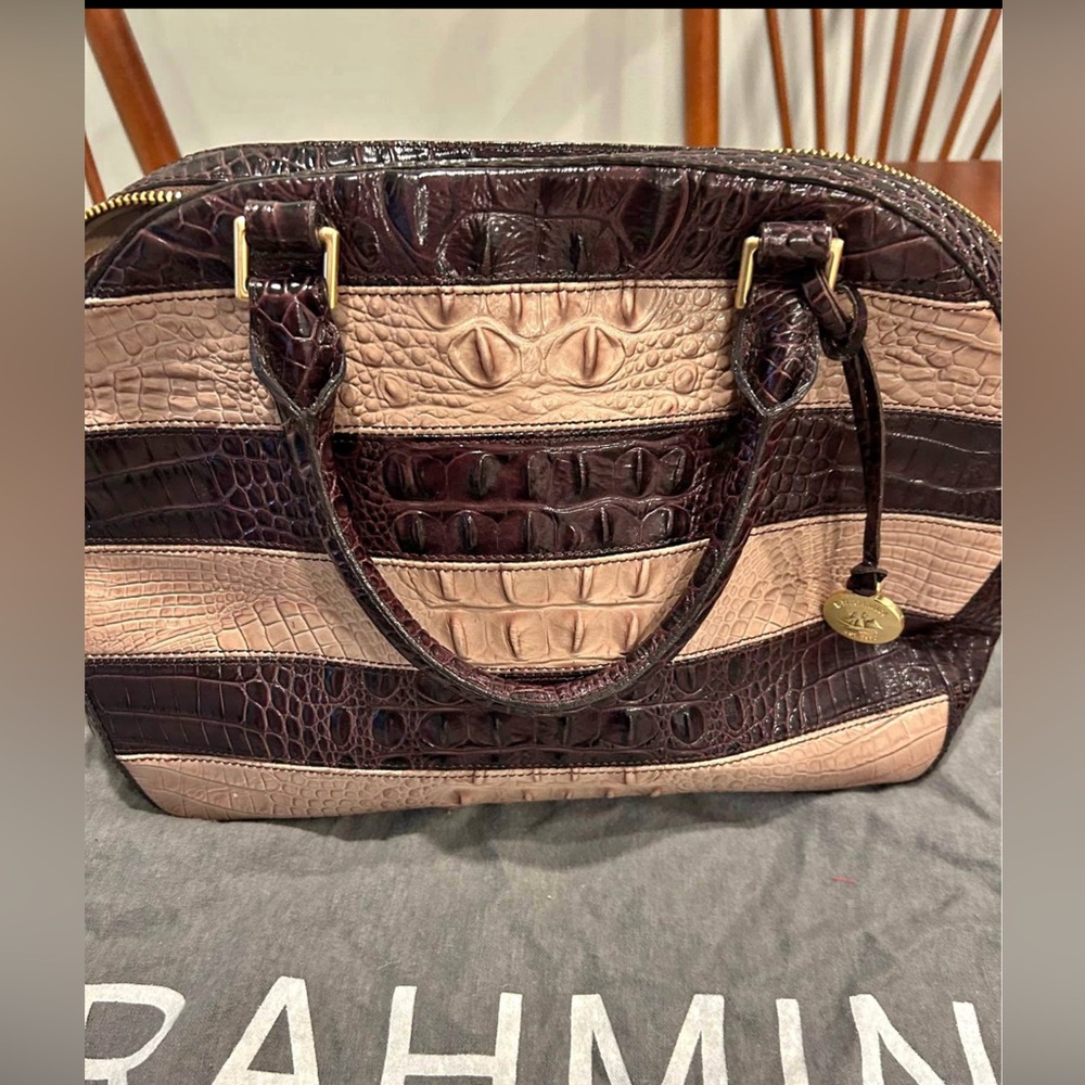 Brahmin Hudson Leasther Satchel /crossboddy IBeige With Dust Bag .excellent Cond